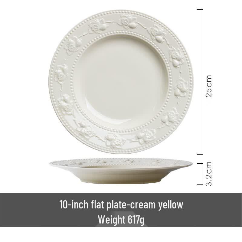 OIMG Strawberry Embossed 10-inch Oval Ceramic Plate