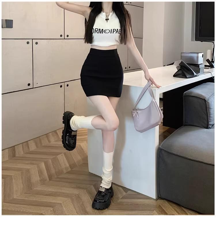 2025 New Women's Bodycon Midi Skirt: Pure Desire In Gray & Black, Perfect for Spring & Summer