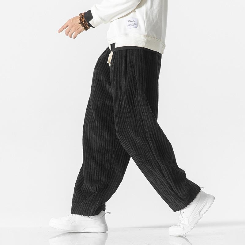 Mens Corduroy Loose Straight Chinese Style Big Size Casual Harem Long Pants