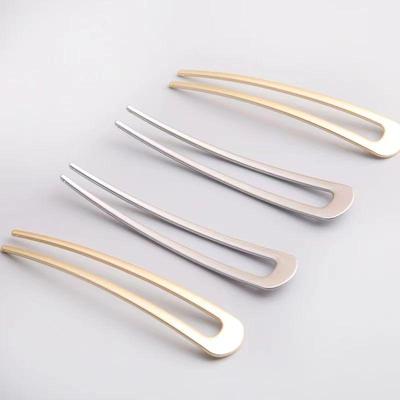 Gold & Silver Retro U-Shaped Hairpin - Women's Elegant Top Clip for Ins Style