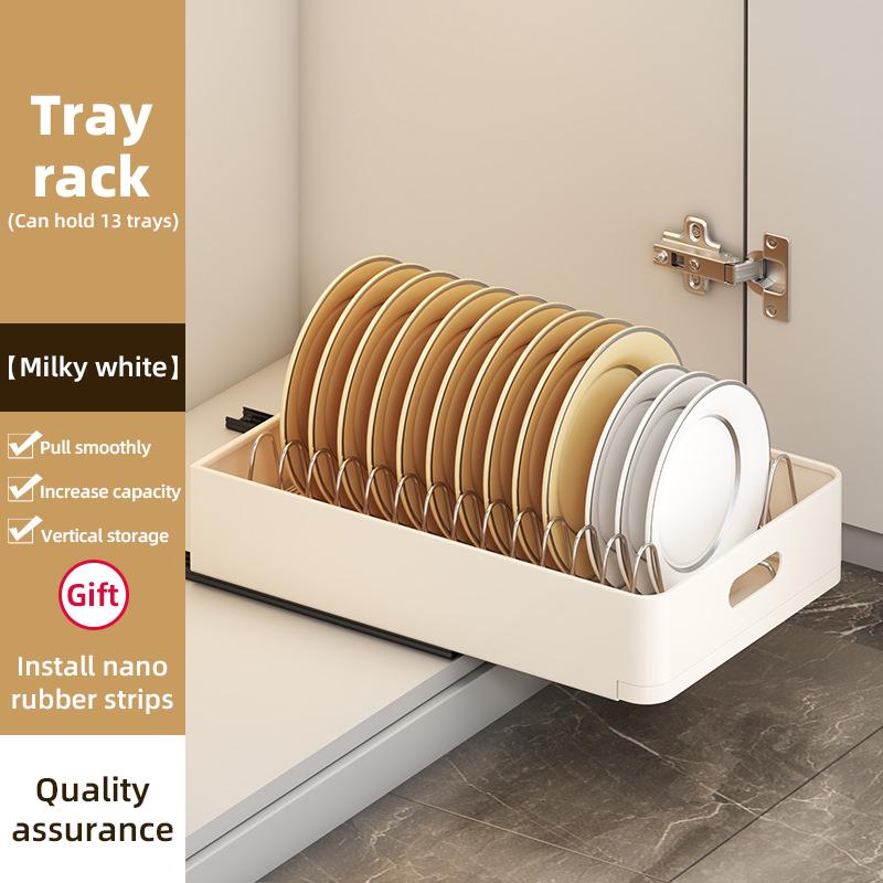 Kitchen Sliding Dish Rack Home Pull-out Drawer Bowl Storage Shelf Dish Drying Storage Box With Sliding Rail Kitchen Storage Rack