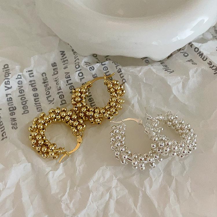 Korean Retro Metal Ball Ear Cuff Earrings for Women - Unique, Versatile, and Stylish Design