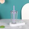 450ml Trinkbecher mit Strohhalm Transparent Auto Becher Trinkgeschirr Kaffeetasse Büro