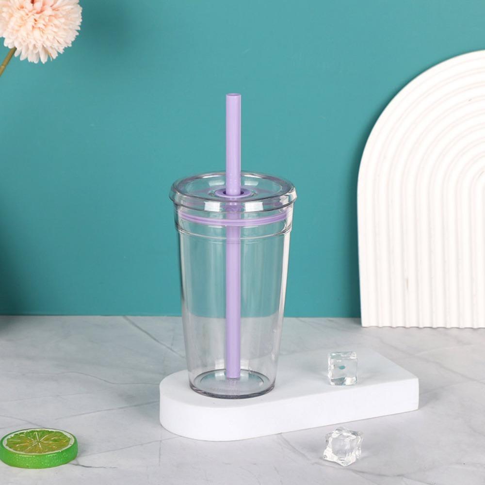 

Reusable Straw Cup 450ml Car Tumbler Fashion Coffee Cup School фиолетовый