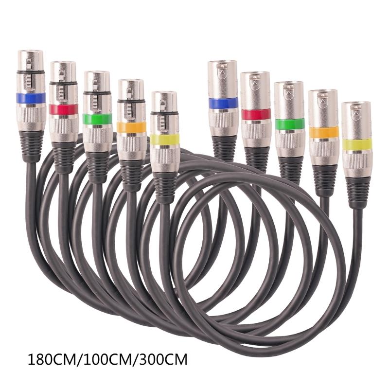 5pcs Professional R Male to Female Microphone Cable 3Pin R  Microphone Cable for -Stage Light Turn around
