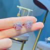 Pink Diamond Radiant Cut Necklace Women'S Collarbone Chain Wind Pendant Stud Earrings Ice Flower Cut High Carbon Diamond Set