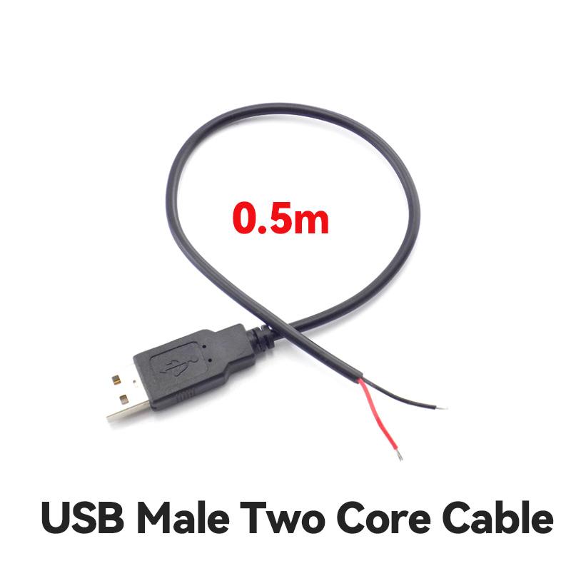 Copper USB Single Male Head Two Core Charging Cable Four Core Data Cable USB Connection Cable Tin Supply Cable Extension Cable