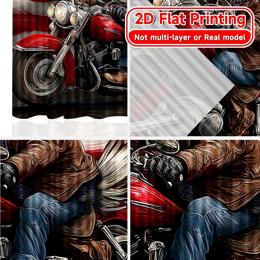 2D FLAT PRINTING 2pcs Curtains (Without Rod) American Eagle On Motorcycle Valentine Is Day Festival Popular Curtains&Drapes