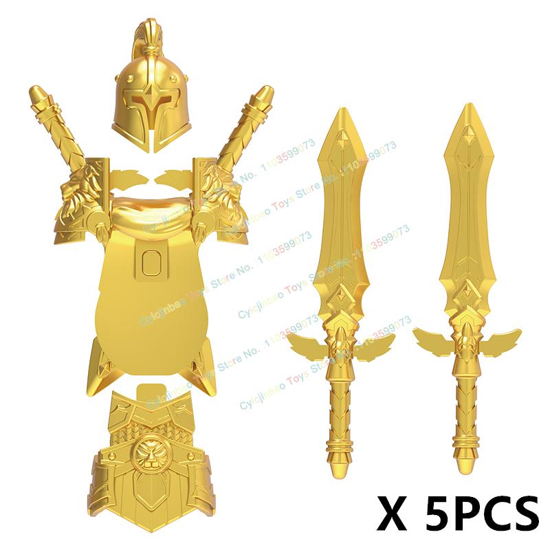 DT017 Chevaliers d'or Médiévaux Soldats en armure lourde Figurines Accessoires Blocs de construction Jouets pour enfants cadeaux