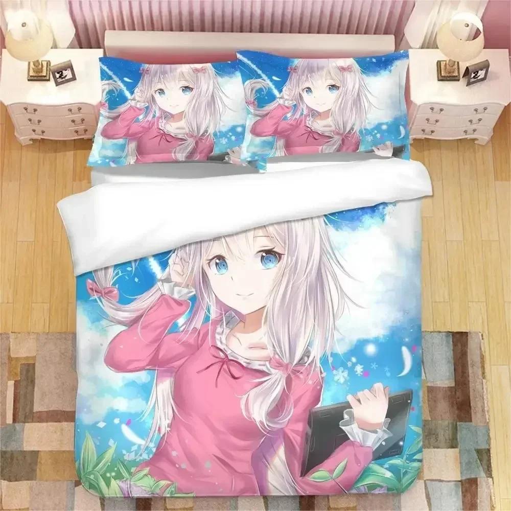 Girl Izumi Sagiri Bedding Set Printed Bed Set With Pillowcase Duvet Cover Soft Queen King Size Bedclothes Home Bed Linens