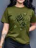 Women's Purple Rose Print Crew Neck Short Sleeve T-Shirt Casual Party Machine Washable Plus Size Top