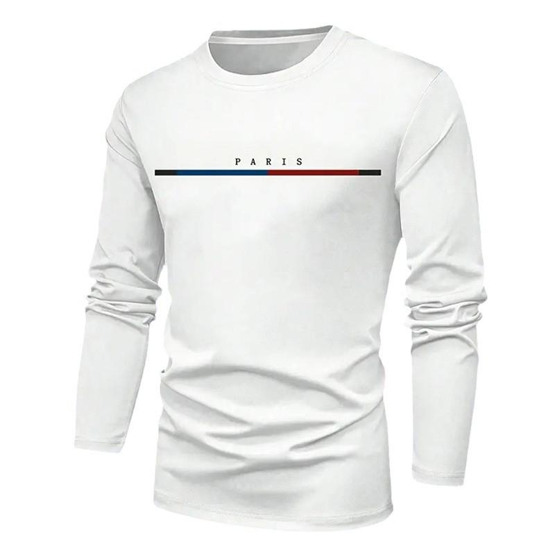 Spring Men's,Men's Letter Printing,Men's Long Sleeve,Trendy Round Neck New Casual T-Shirt