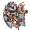 Four Seasons Cute Cat Picture Cotton and Hemp Scarf Sunscreen Shawl Tassel Silk Scarf Neck Protection Scarf