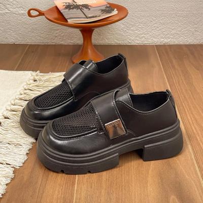 Loafers 2024 New Hot-selling Mesh Breathable Women's Shoes Thick Sole Increased British Style Small Leather Shoes for Women