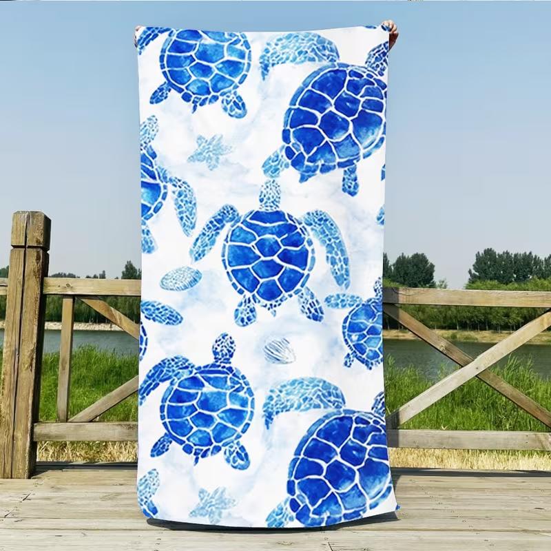 Blue Ocean Sea Turtle Print Beach Towel Quick Dry Soft Absorbent Sand Free Towel for Women Summer Pool Travel Beach Use