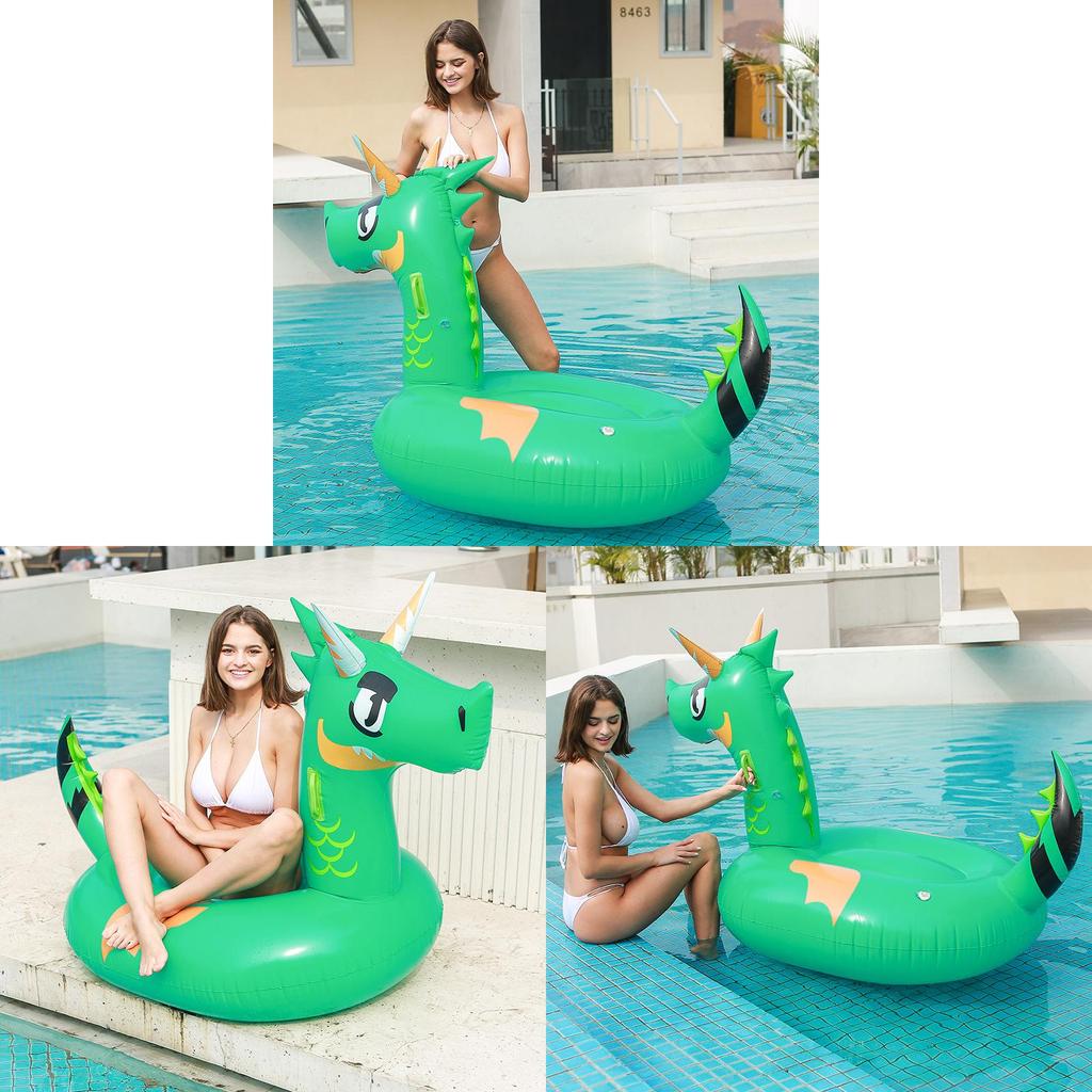 Adult Green Dinosaur Inflatable Swim Ring Thick Pvc Pool Float Raft