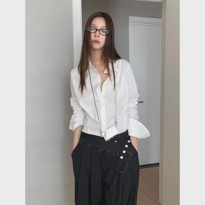Dorothy Kleidung Koreanischer Stil Langärmeliges Hemd für Damen mit gekräuseltem Kragen