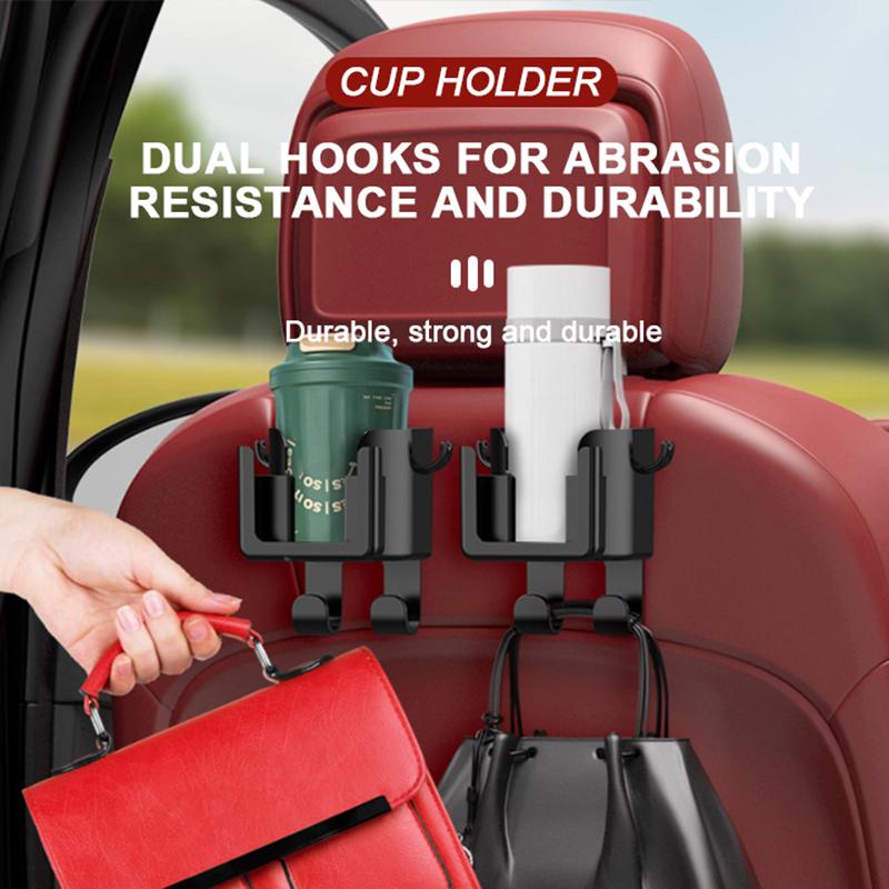 6 In 1 Car Cup Holder With 4 Hooks Headrest Hanging Drink Holder Unversal Car Back Seat Bottle Mount With Phone Support one size