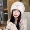 Wool Hat Bow Knitted Hat Solid Color Knit Beanie Sweet Crochet Basin Cap  Outdoor