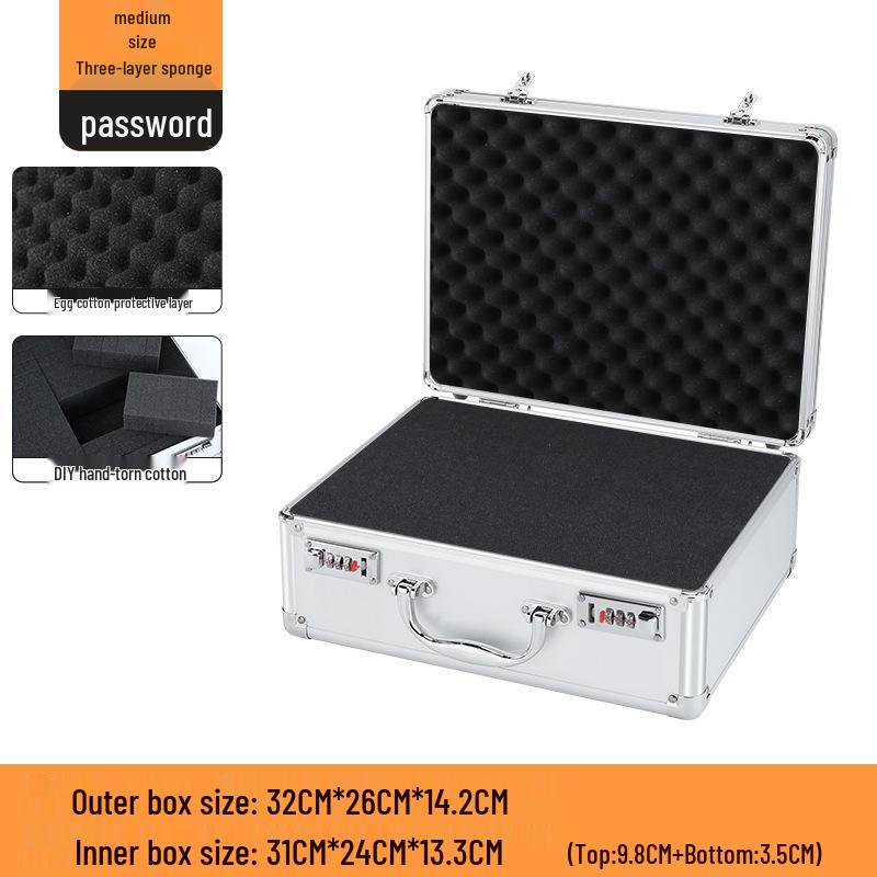 Aluminum Alloy Password Briefcase for Document and Tool Storage