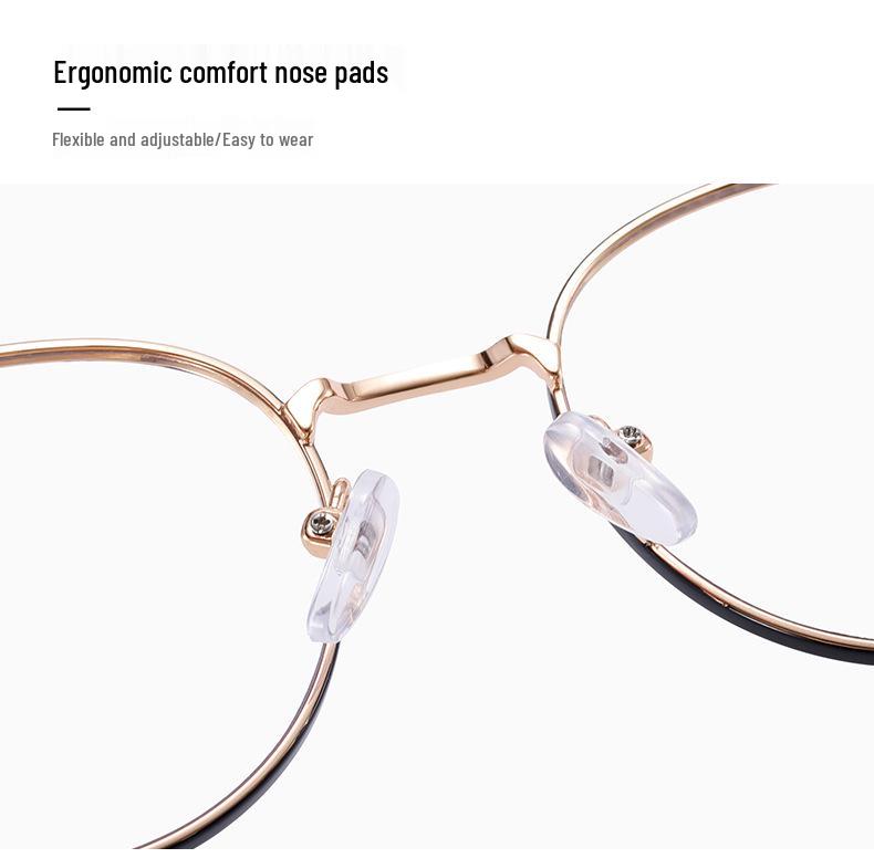 81565 Women's Fashionable Anti-Blue Light Oval Metal Frame Glasses