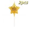 2Pcs Golden Printed Candle, Star Candle, Birthday Candle 0-9 Number Cake Topper, Baby Shower, Valentine'S Day Candles