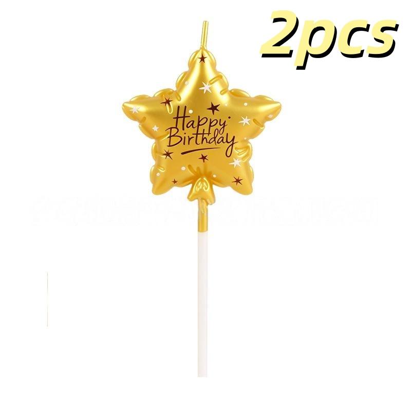 2Pcs Golden Printed Candle, Star Candle, Birthday Candle 0-9 Number Cake Topper, Baby Shower, Valentine'S Day Candles