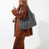 Trendy Plaid Contrast Color Street Style Tote Bag Women Winter Large Capacity Shoulder Bag