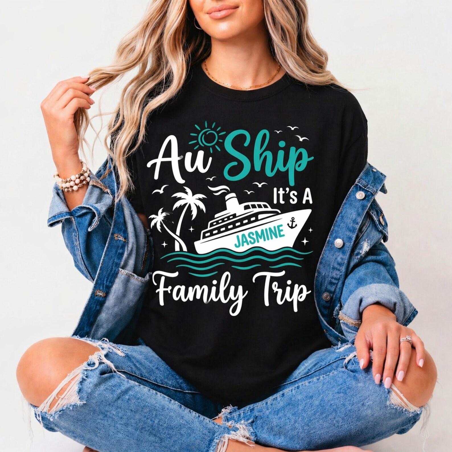 Custom Family Cruise Shirt, Aw Ship It’s A Family Trip Shirt, Matching Vacation Shirts, Cruise Squad Tee, Personalized Cruise Shirt L