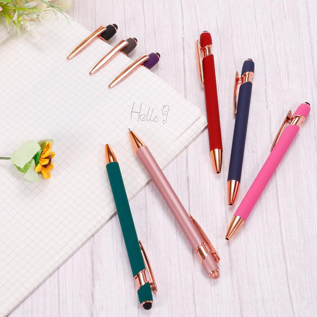 PATIKIL Ballpoint Stylus Fountain Stylus Black Medium for Style Rose Pack of 12 Pen, Pen, 2-in-1 Tip, Ink, 1.0mm Point, Touchscreens, 2, Gold,