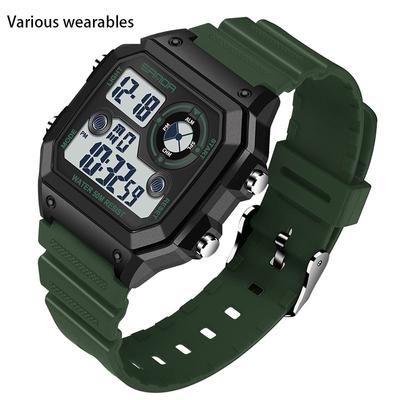Nuevo reloj cuadrado para natación, resistente al agua, con alarma, luminoso, para hombre y estudiante, versión coreana, reloj deportivo sencillo de moda.