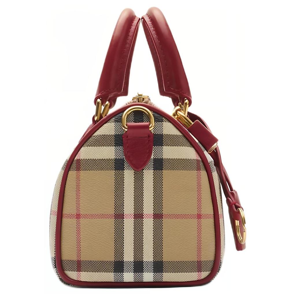 Burberry Borsa da Bowling Mini a Blocchi di Colore Borsa a Mano da Donna Archive-Beige Gem-Red 81162801