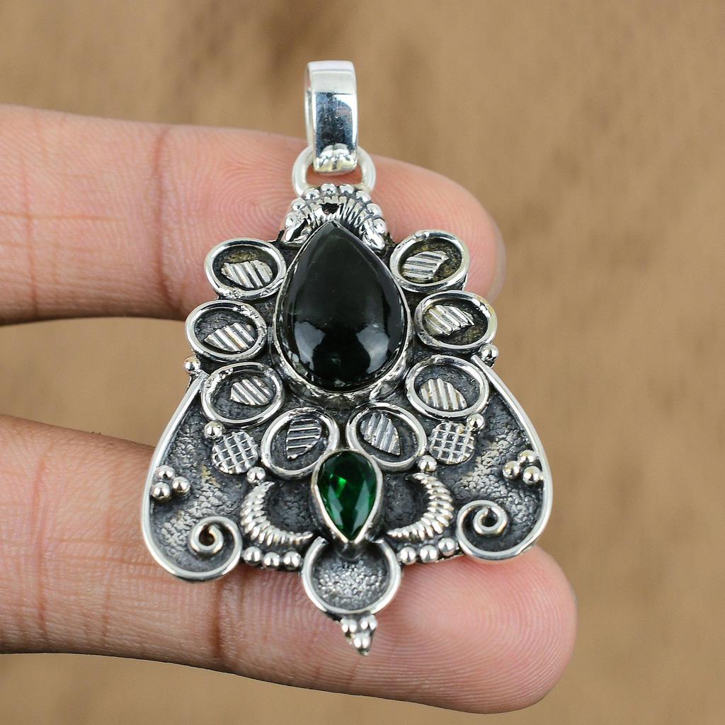 Wedding Gift For Her 925 Sterling Silver Natural Seraphinite Gemstone Pendant