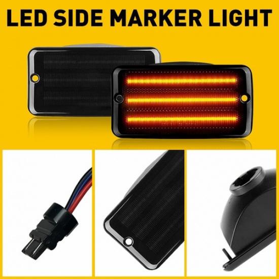 For 1997-2006 Jeep Wrangler Front TJ Turn Signal Lights LED Amber Smoked Lens