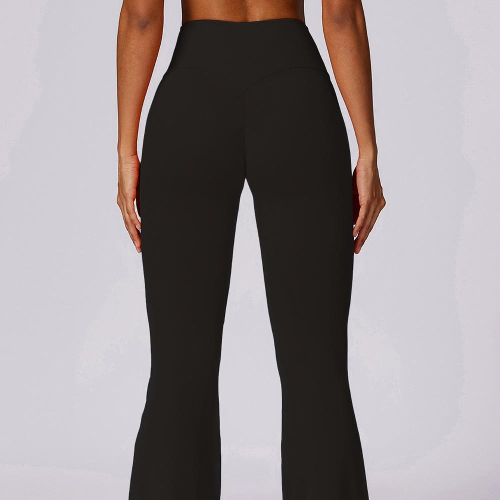 Mote Dame Svart Slim Høy Midje Yogabukser Sportsbukser Trening Løping Fitness Yoga Utsvingte Bukser Dame