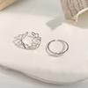 925 Silver Hollowed Heart Shape Open Adjustable Ring Set Design Love Fashion Jewelry for Women Girl Gifts