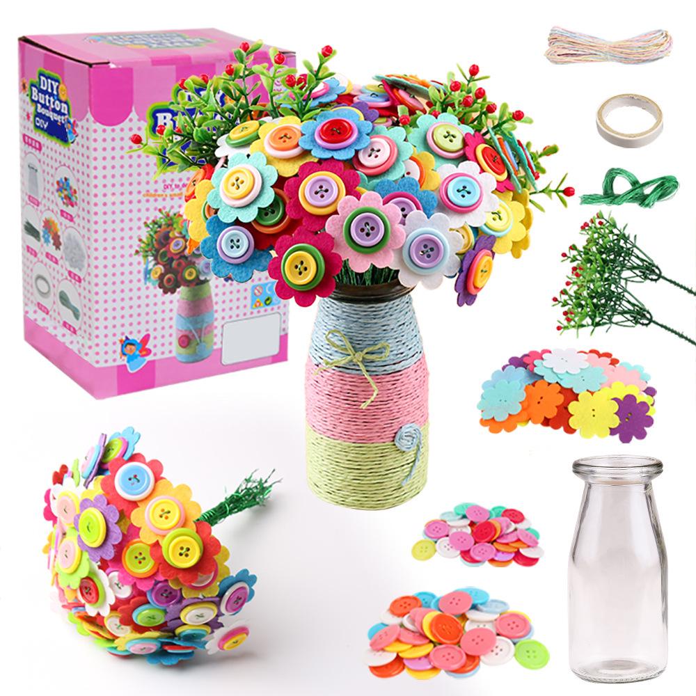 

DIY Handmade Button Flower Kit for Kindergarten and Student Projects - Perfect for Teacher s Day, Sunflower, and Mother s Day Gifts