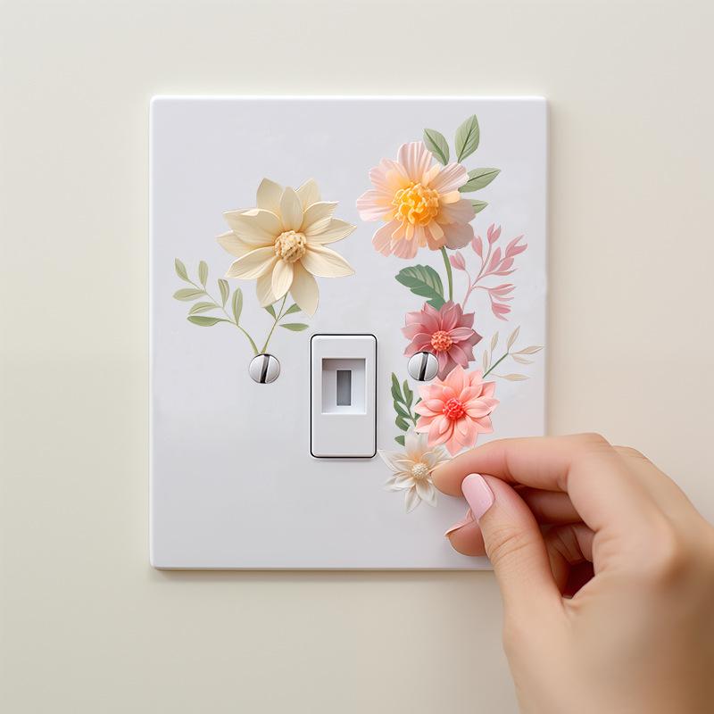 Fresh and Elegant Floral Switch Stickers, Home Wall Decoration Stickers