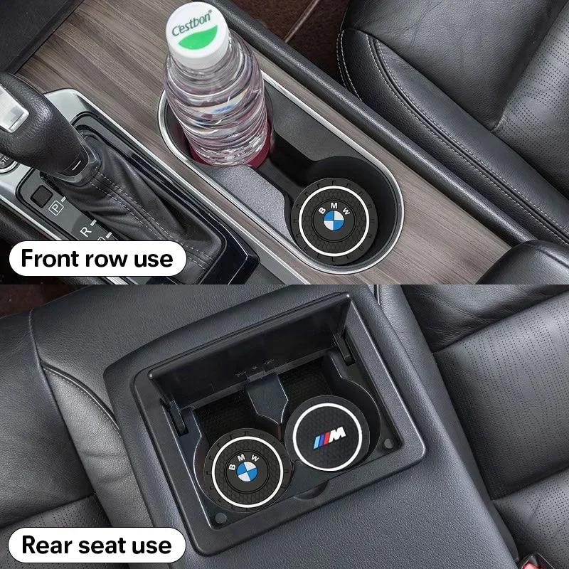 2Pcs Car Cup Coaster Waterproof Non-Slip Water Cup Pad Holders Car Interior Accessories For BMW E46 E90 E60 F10 F30 G30 E92 X5