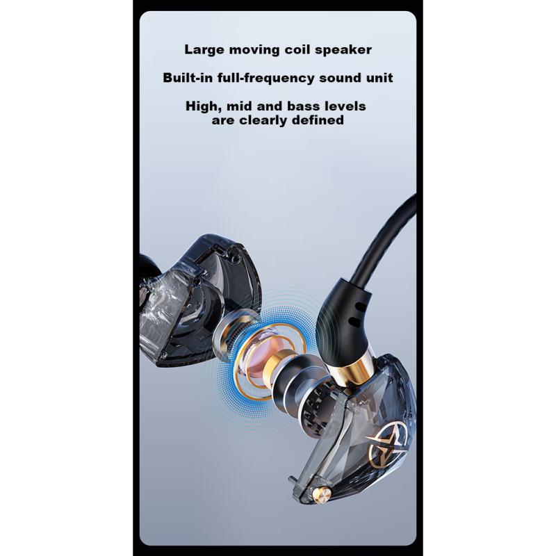 Hi-fi Wired Headphones With Mic Noise Cancelling Dynamic In-ear Earbuds Bass Music Headset For