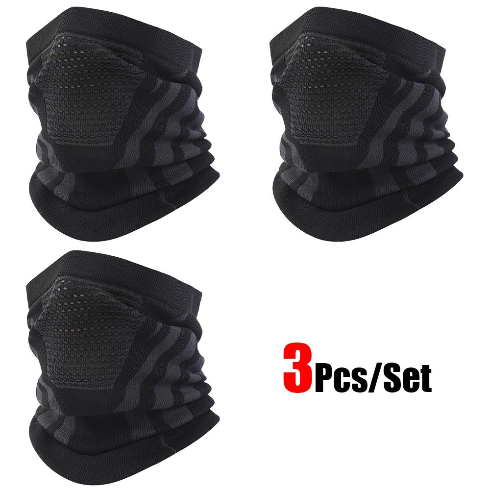 3Pcs/Set Unisex Winter Warm Skiing Mask Elastic Breathable Outdoor Sports Running Fishing Multi-Functional Neck Warmer Headscarf
