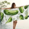 Cucumber Print Beach Towel Fresh Vegetable Design Funny Food Theme Quick Dry Soft Microfiber Bath Towel For Food Lovers