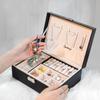 Double Jewelry Box Large Capacity Leather Jewelry Storage Box with Lock Earrings Jewelry Ring Necklace Bracelet Storage Box