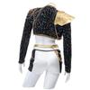 Costume Cosplay Rumi di Halloween Parrucca Cappotto Nero Completo da Canto Costume per Promozione Canzone Donna