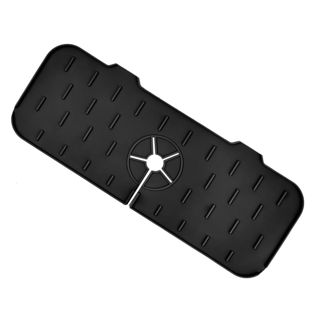 Sink Faucet Mat Silicone Reusable Faucet Water Catcher Mat Sink Draining Pad for Kitchen Bathroom Black