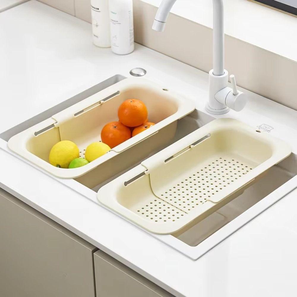 Over The Sink Vegetable Wash Basin Adjustable Colander Strainer Sink Drain Rack  Vegetable Washing