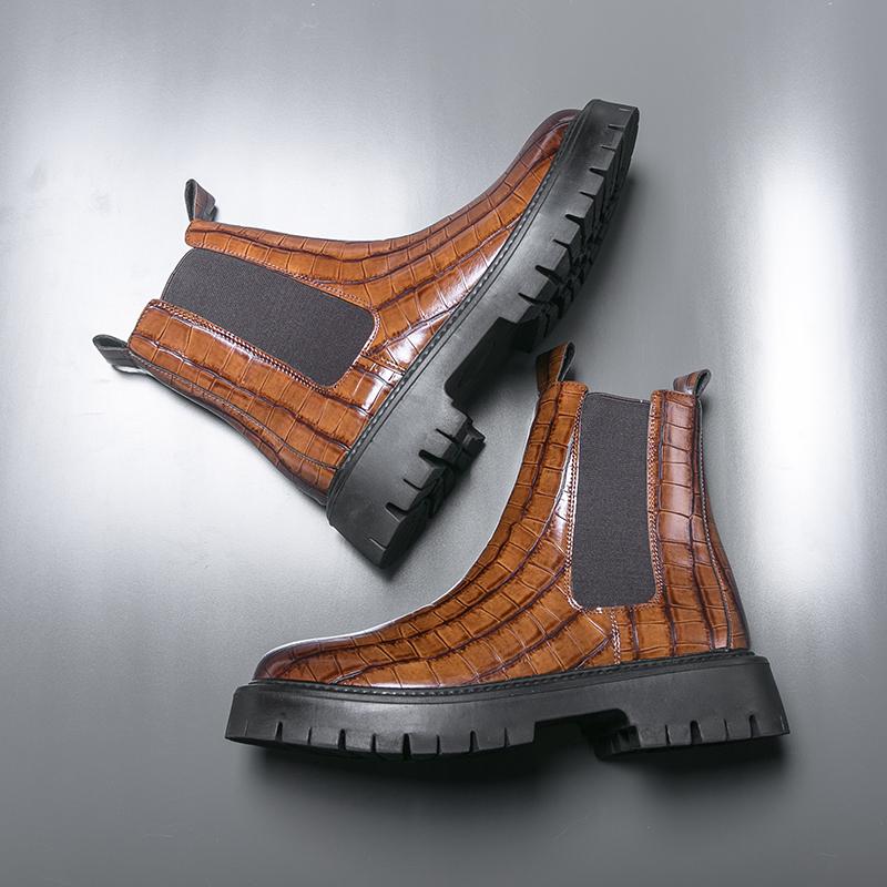 Fashion Street Style Pointed Toes Chelsea Boots Stylish Leather Ankle Boots Fashion High Top Shoes Party Business Motorcycle Boots Botas