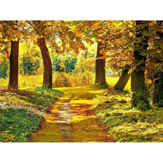 Pictură cu diamant 5D DIY, peisaj, copac de toamnă, broderie cu diamante, peisaj, imagine cu strasuri