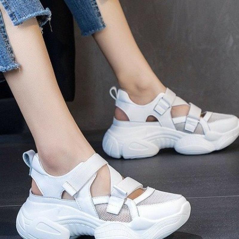Fashion Size 40 Sports Sandals Women's Thick Soled Sponge Cake Casual Summer 2024 New Versatile Headband Hollowed Out Women's Sandals