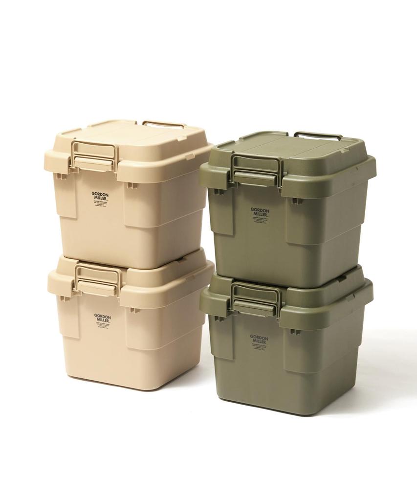 GORDON MILLER Car 30L Stacking Trunk Cargo Storage Box Organizer Coyote Beige with Lid Outdoor Sitting Large Capacity 1628752